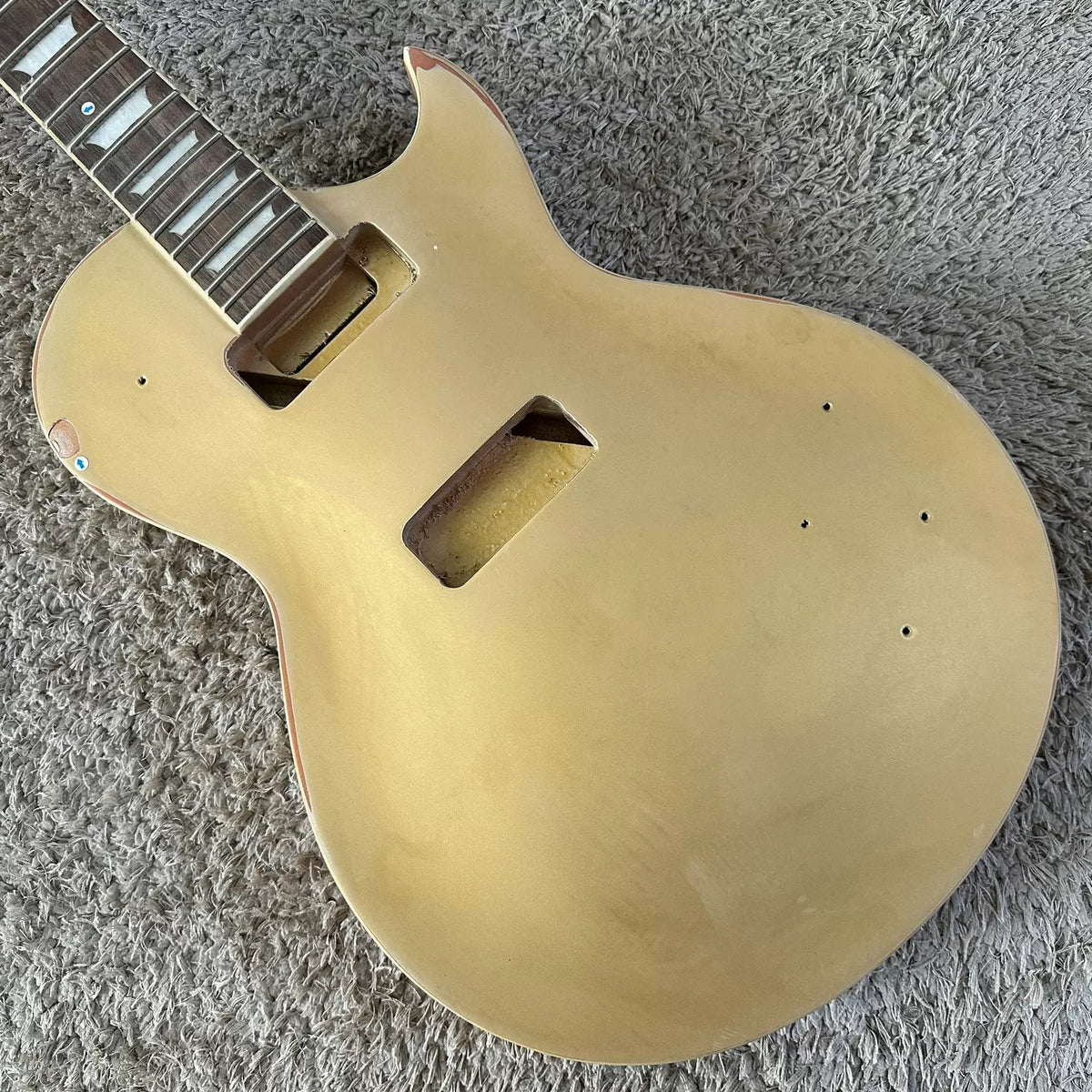 Harley Bneton Maple Veneer LP Electric Guitar Semi-finished DIY, Gold Finish, No Accessories or Defects, In Stock
