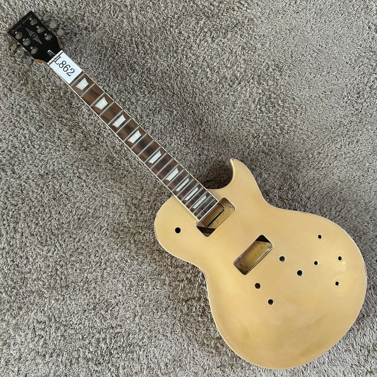 Harley Bneton Maple Veneer LP Electric Guitar Semi-finished DIY Project with Gold P90 Pickup Grooving (Stock)
