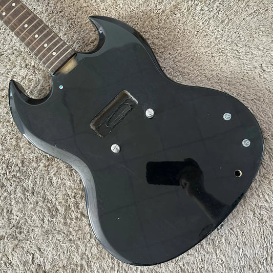 Bestune Music SG Electric Guitar Devil Horn Semi-finished DIY P90 Pickup Black with Minor Flaws (Stock)