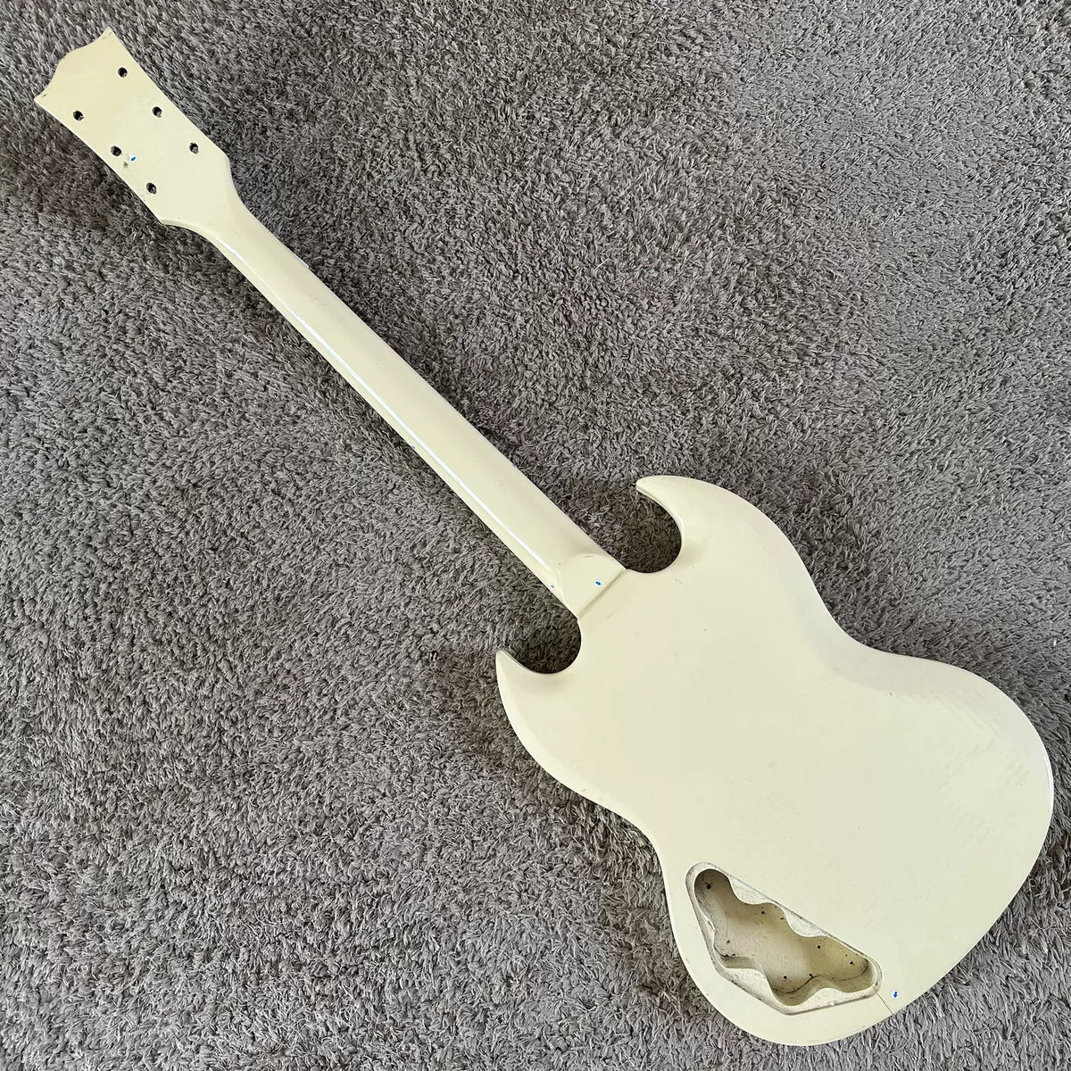 Harley Benton HB SG Electric Guitar Devil Horn Semi-finished DIY, Off-white, Stock with Defects