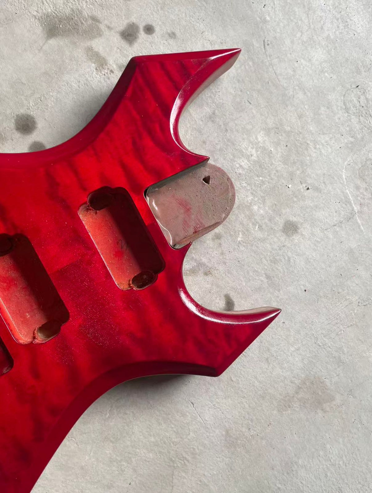 Red Quilted Maple Top HH Warlock Style Guitar Body