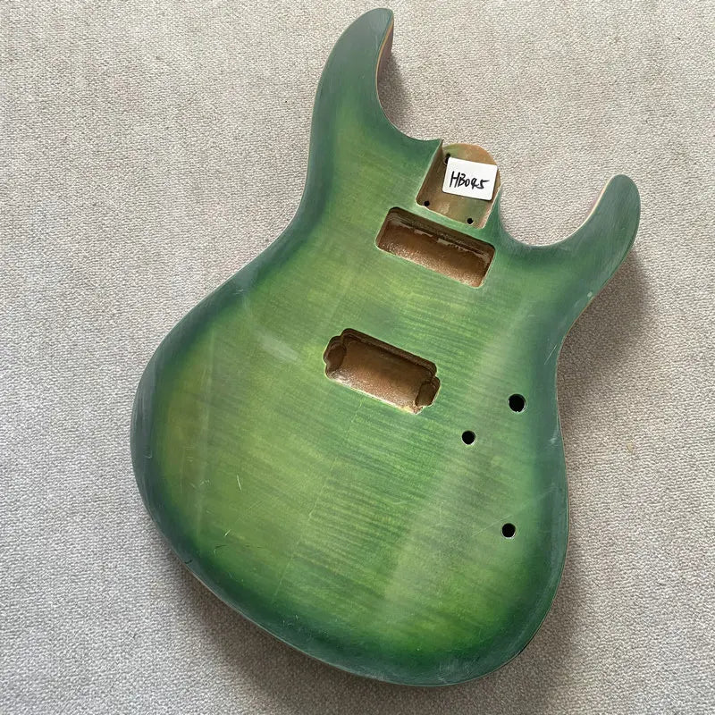 Okoume Wood Green Guitar Body with Tiger Maple Top