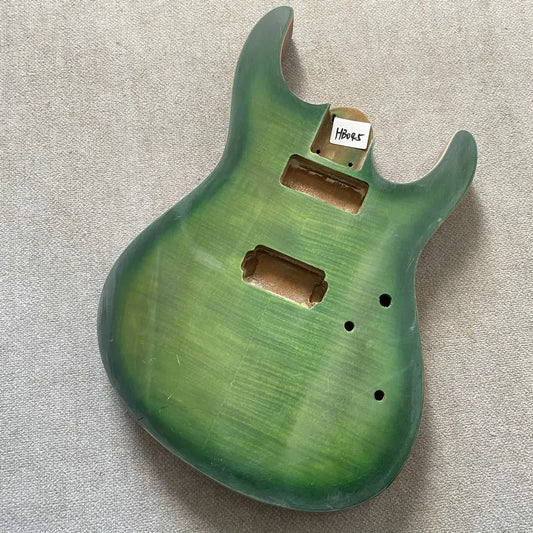 Okoume Wood Green Guitar Body with Tiger Maple Top