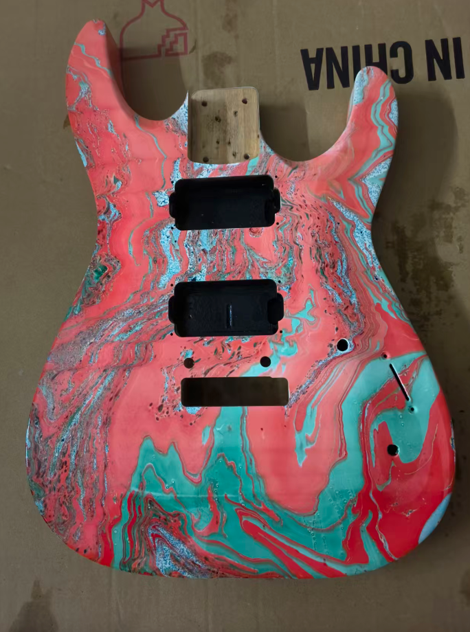 Red Blue Custom Splash Finish Guitar HH Body DIY Project