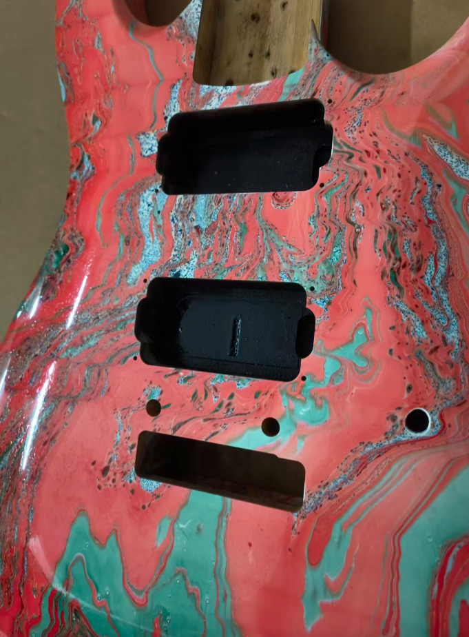 Red Blue Custom Splash Finish Guitar HH Body DIY Project