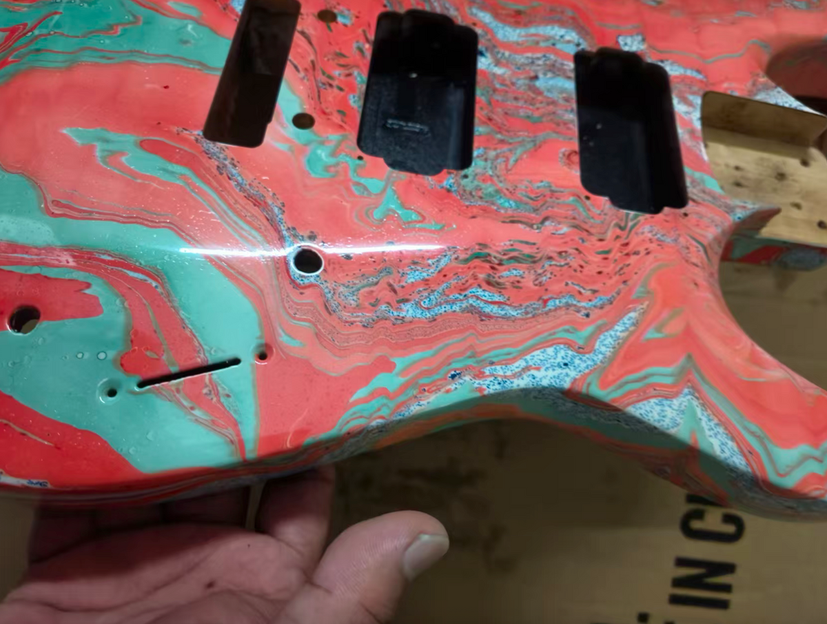 Red Blue Custom Splash Finish Guitar HH Body DIY Project