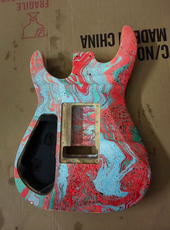 Red Blue Custom Splash Finish Guitar HH Body DIY Project
