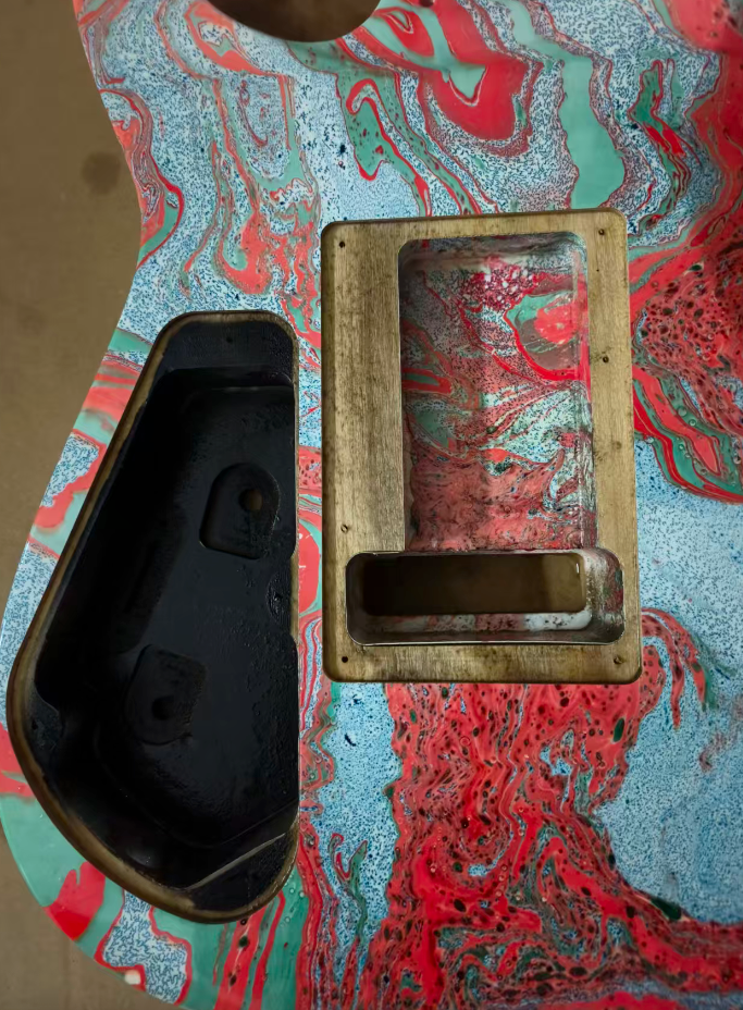 Red Blue Custom Splash Finish Guitar HH Body DIY Project