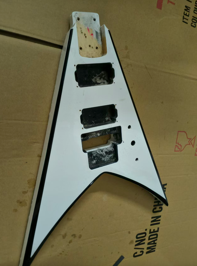 HH White Guitar Body with Black Binding Fit Flying V DIY Project