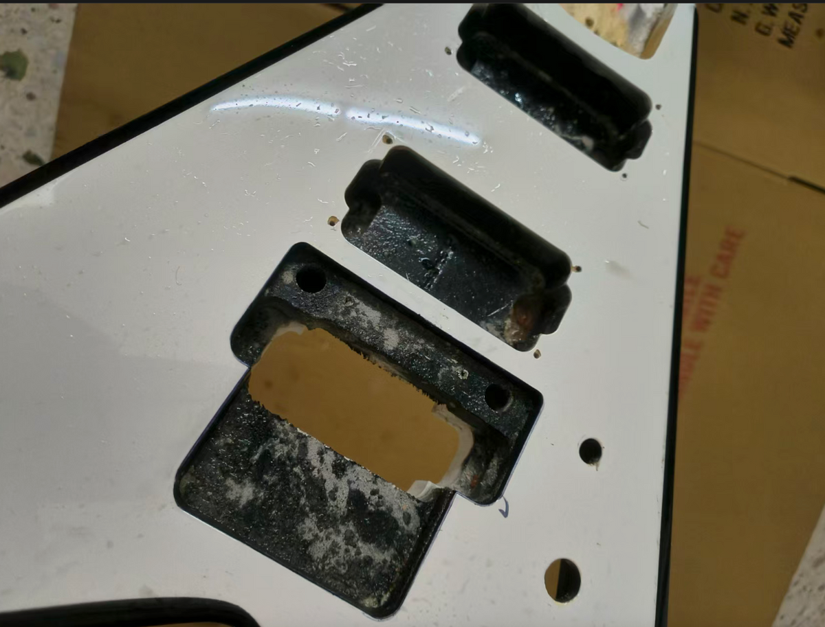 HH White Guitar Body with Black Binding Fit Flying V DIY Project