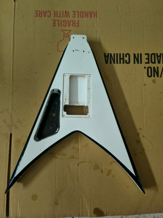 HH White Guitar Body with Black Binding Fit Flying V DIY Project