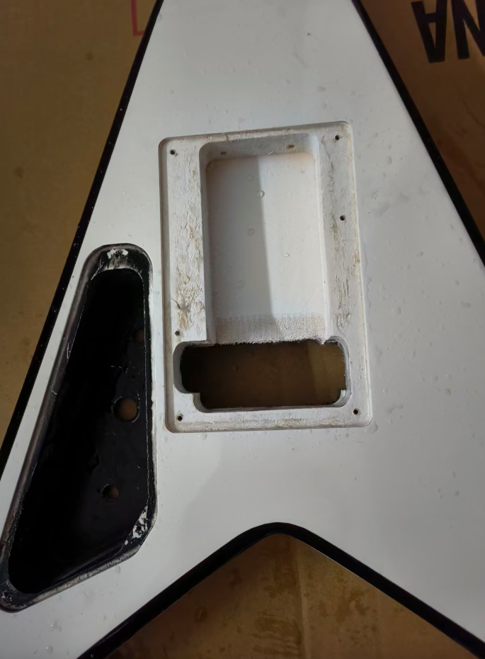 HH White Guitar Body with Black Binding Fit Flying V DIY Project
