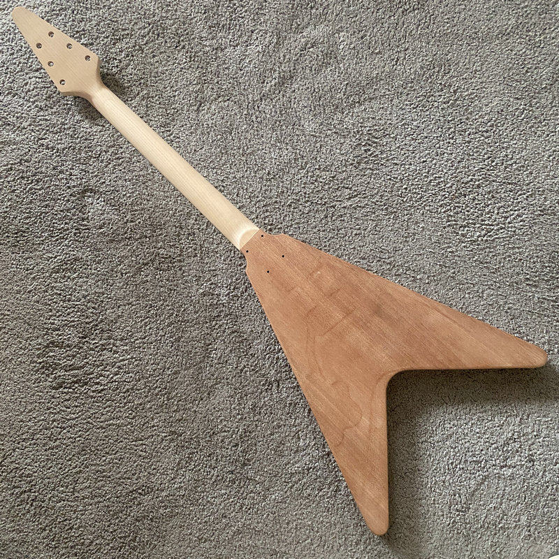 Flying V DIY Electric Guitar Kit, Okoume Body, Maple Neck, Rosewood Fingerboard