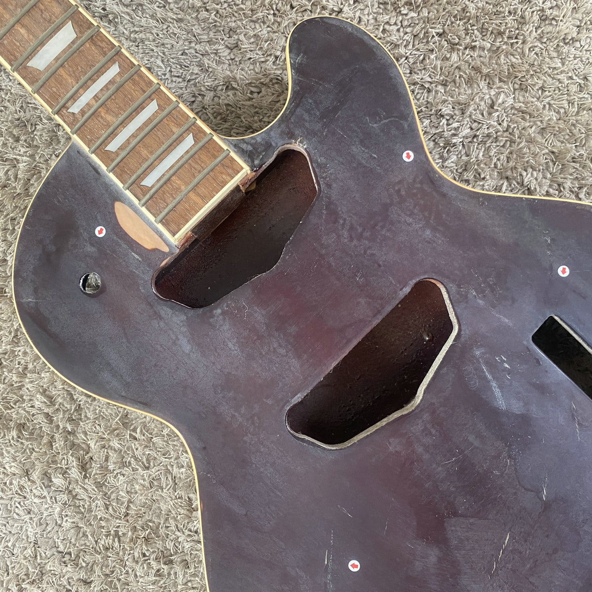 4 String Bass Semi Finished Project, Mahogany Body, Rosewood Fingerboard Neck - L538