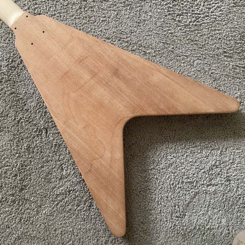 Flying V DIY Electric Guitar Kit, Okoume Body, Maple Neck, Rosewood Fingerboard