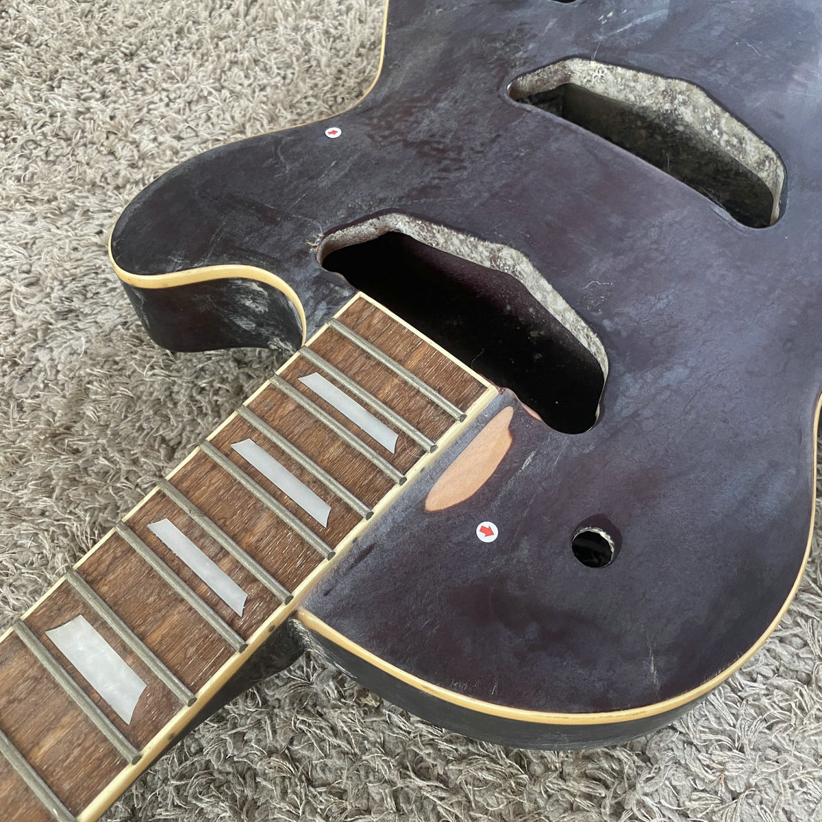 4 String Bass Semi Finished Project, Mahogany Body, Rosewood Fingerboard Neck - L538