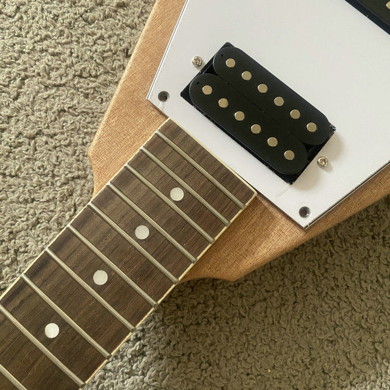Flying V DIY Electric Guitar Kit, Okoume Body, Maple Neck, Rosewood Fingerboard