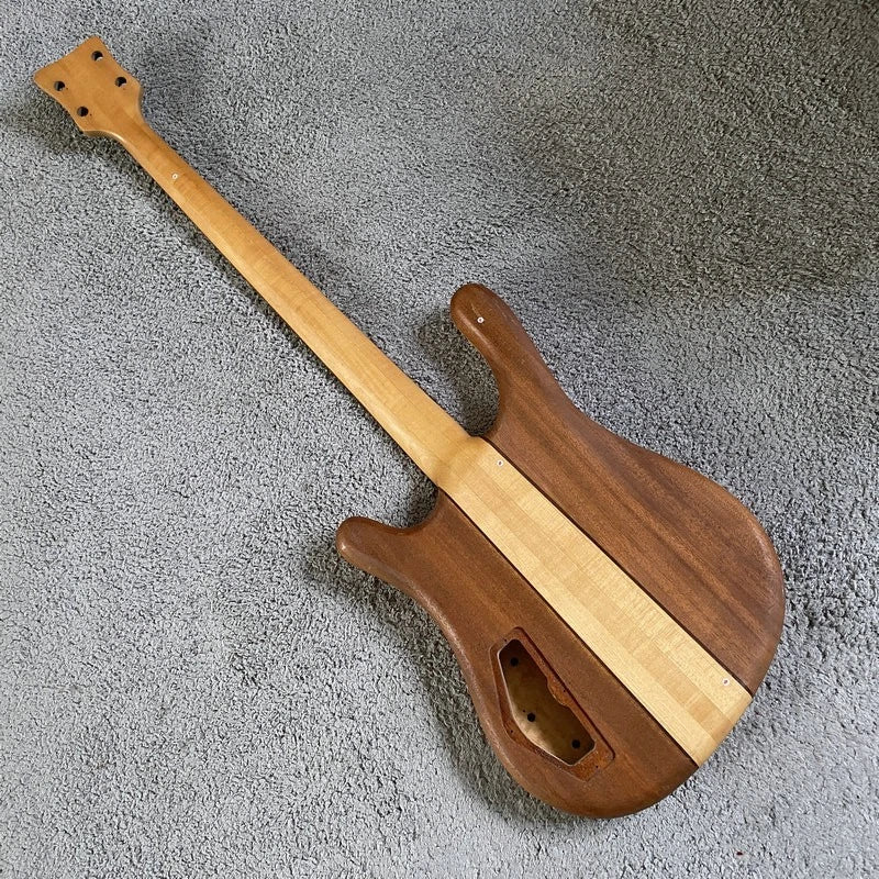 DIY 4 String Bass, Solid Ash Mahogany Body, Maple Wood Neck Through Project