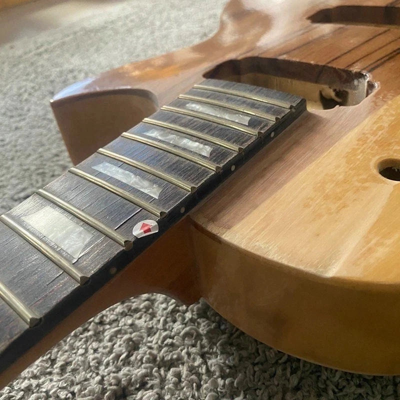 Single Cut Electric Guitar DIY Project in Natural Mahogany Veneer