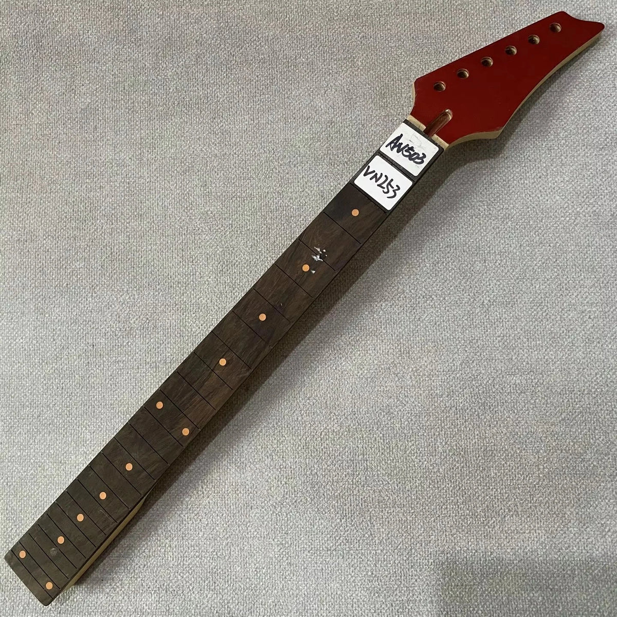 24-Fret Maple &amp; Rosewood Guitar Neck, Unfinished, Red Headstock