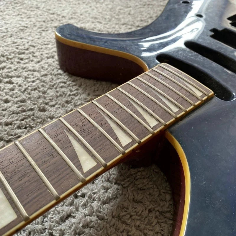 DeVille Blue HSS Electric Guitar, Mahogany Tiger Maple Top Body, 24 Frets Neck