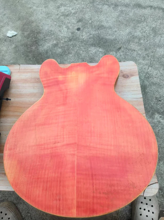Red Tiger Maple Top Semi Hollow Jazz Guitar Body