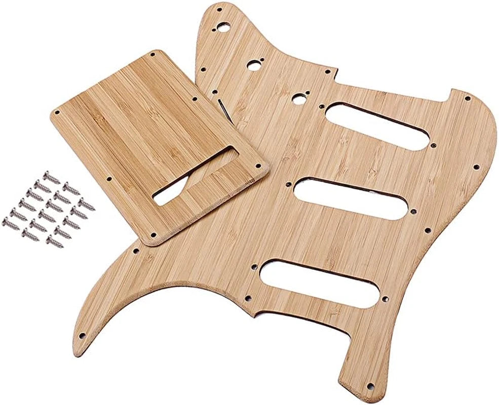 Bamboo Wood Guitar Pickguard with Back Plate Fit Strat ST