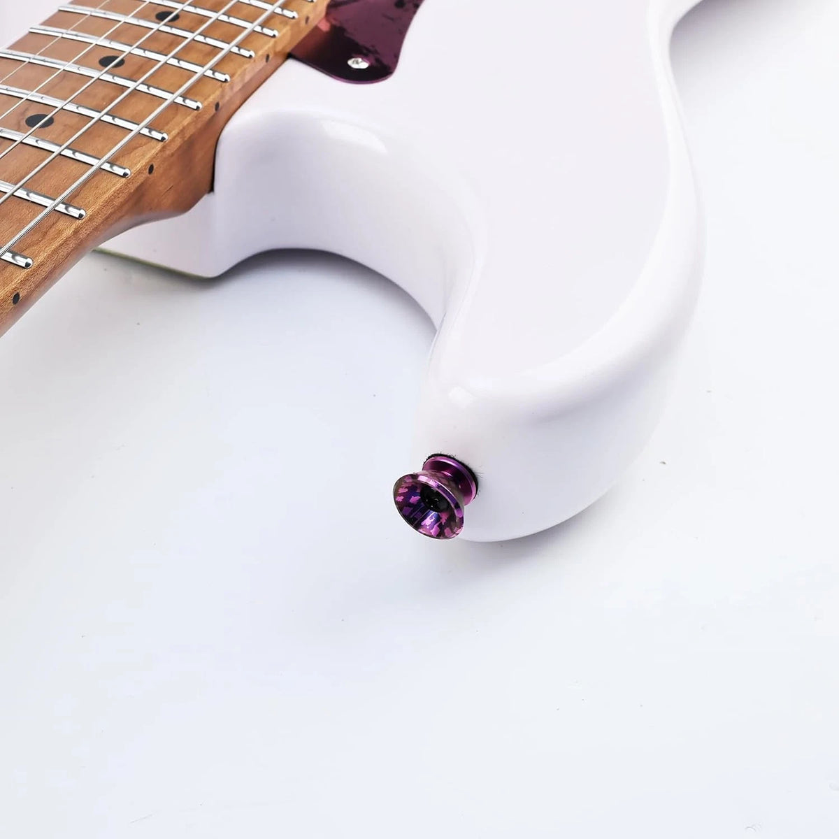 2pcs Splashed Purple Titanium Guitar Bass Strap Lock Buttons