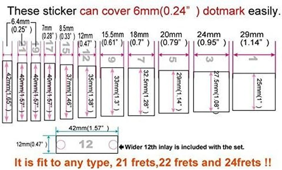 Guitars Fretboard Markers Inlay Stickers Decals Fit LP SG