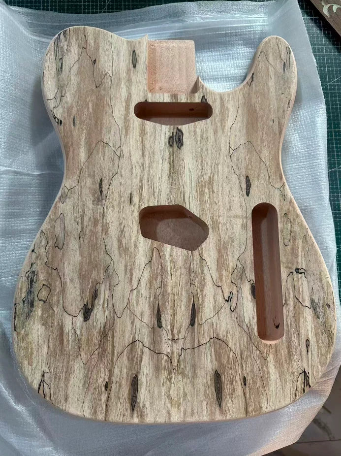 Unfinished Spalted Maple Top Guitar Mahogany Wood Body Fit Telecaster Tele