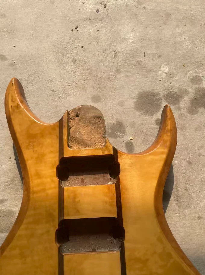Vintage Mahogany Wood Guitar HH Body with Tiger Maple Fit BICH DIY Project