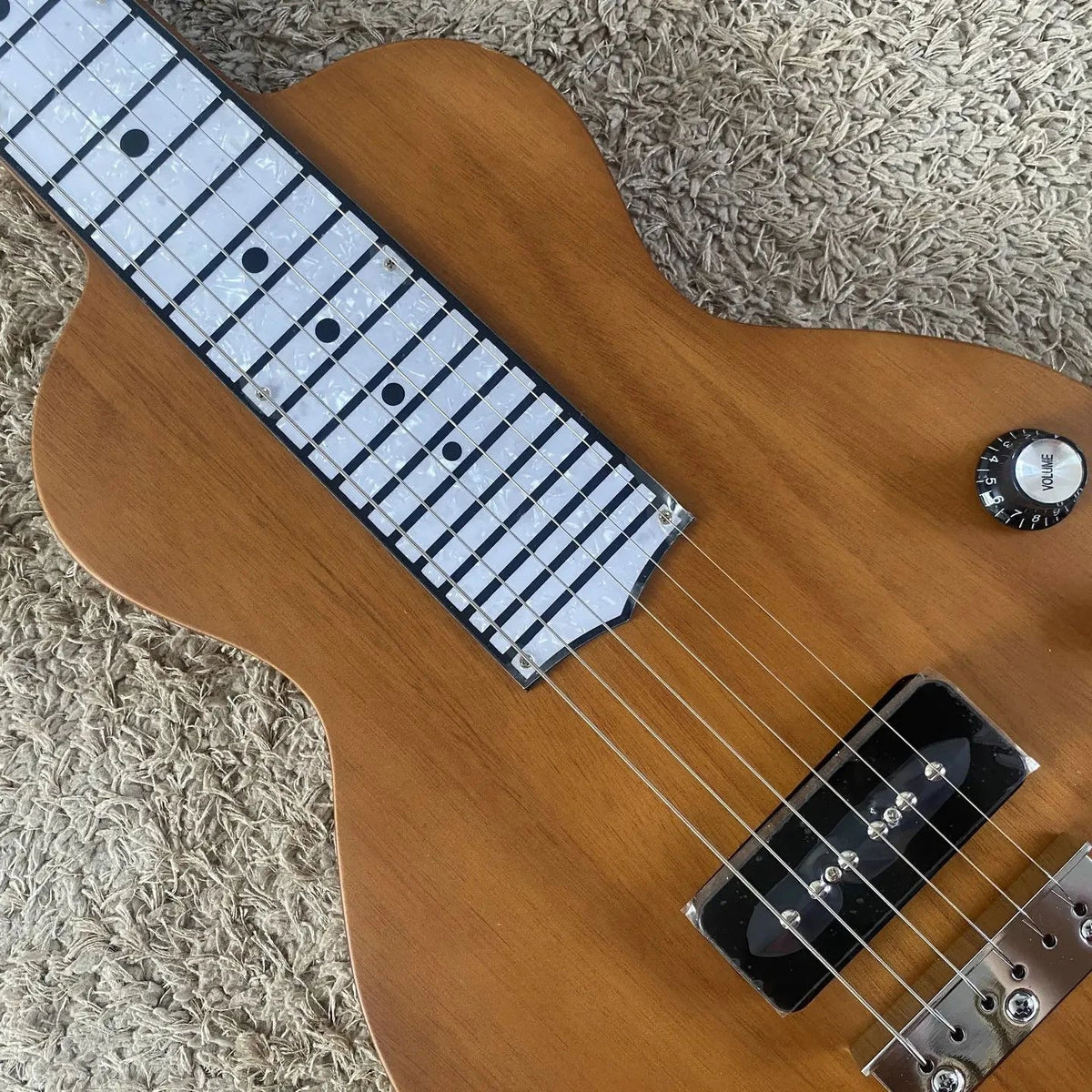 Natural Finish Lap Steel Guitar L596, Okoume Body, P90 Pickup