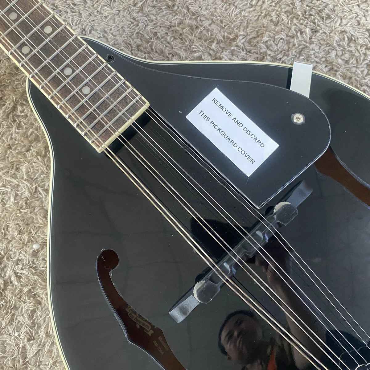 Black 8 String Mandolin, Mahogany Neck, Rosewood Fingerboard 20 Frets