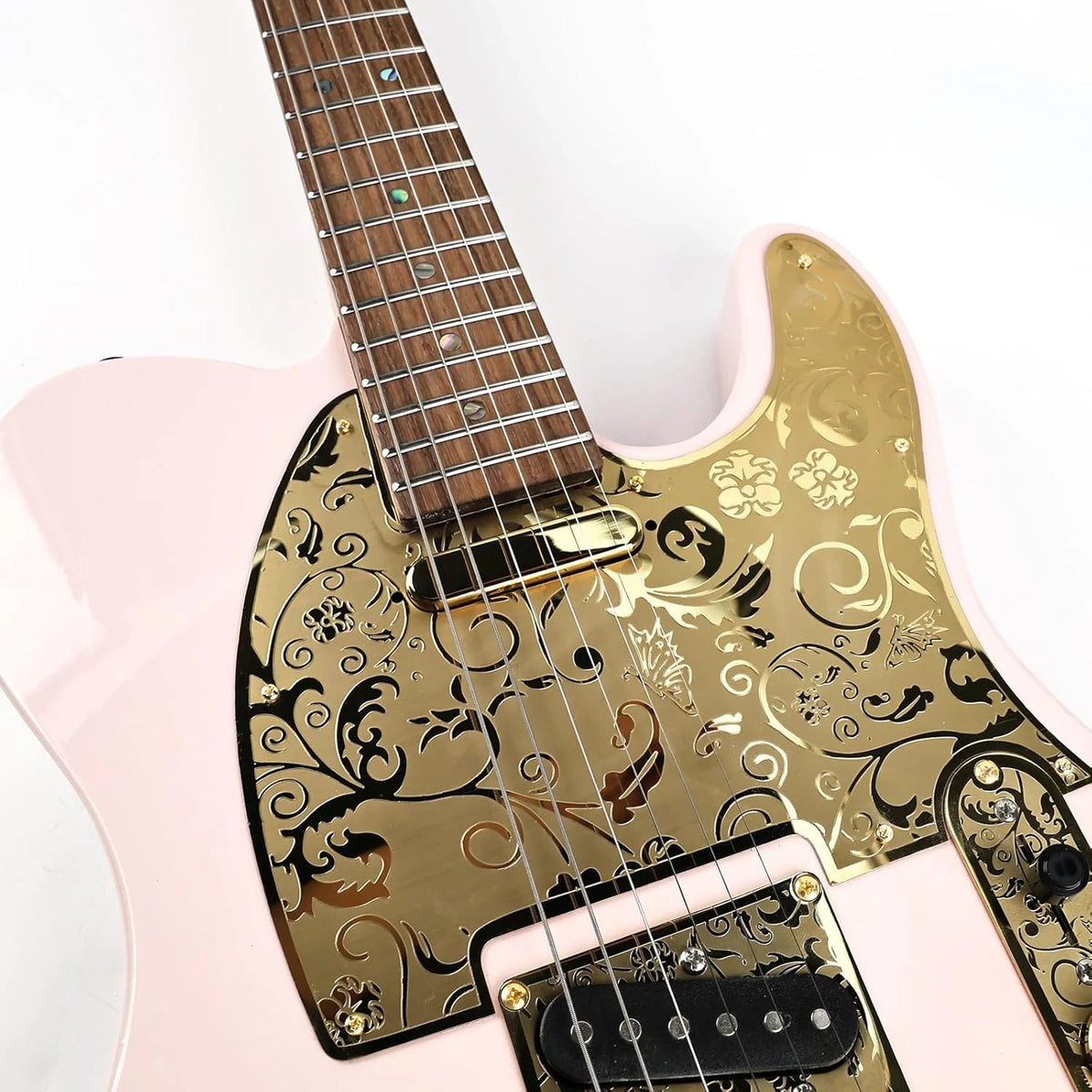 Gold Steel Vintage Engraved Guitar Pickguard Scratch Plate Fit Telecatser Tele
