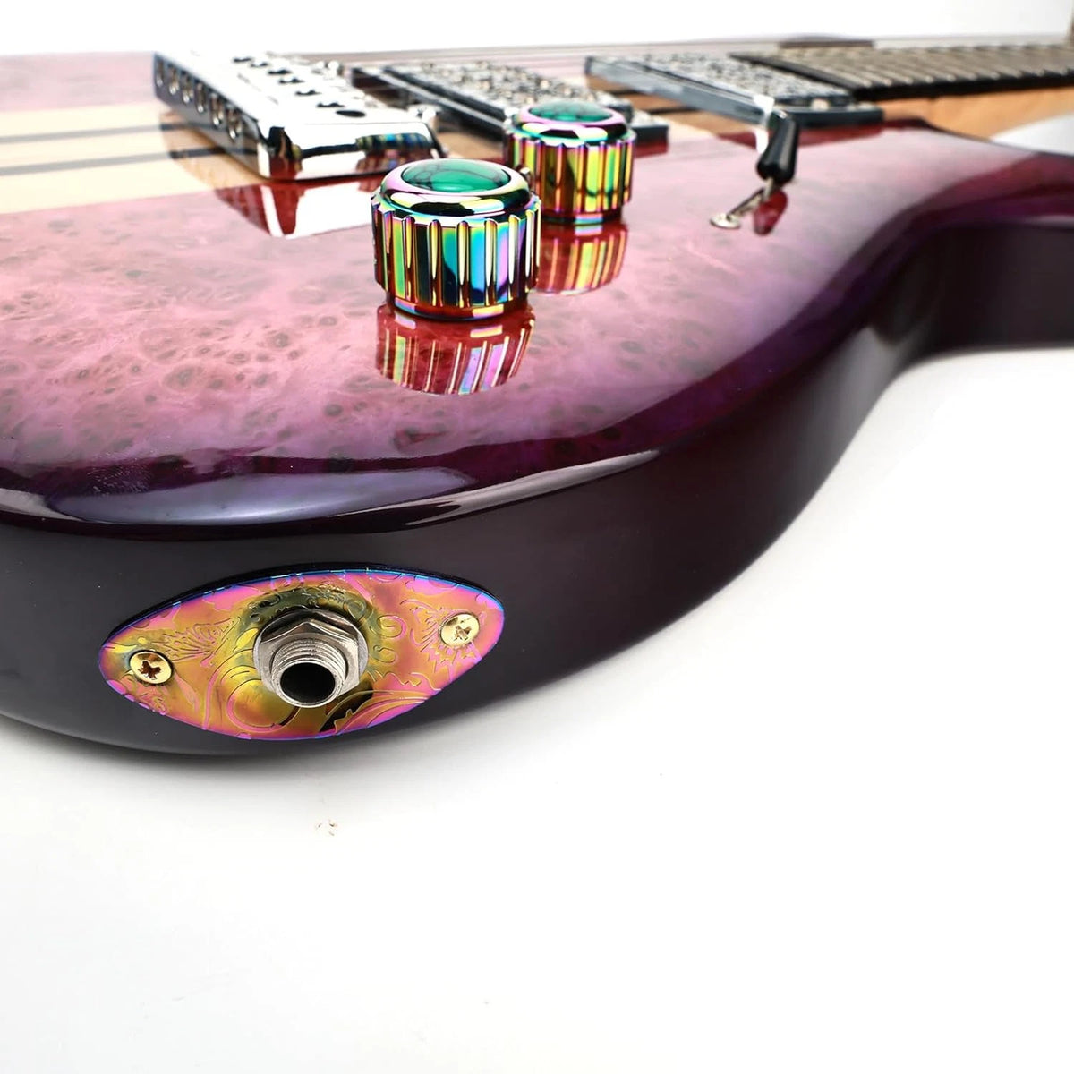 Rainbow Guitar Engraved Output Jack Plate Curved Oval Fit Strat Tele