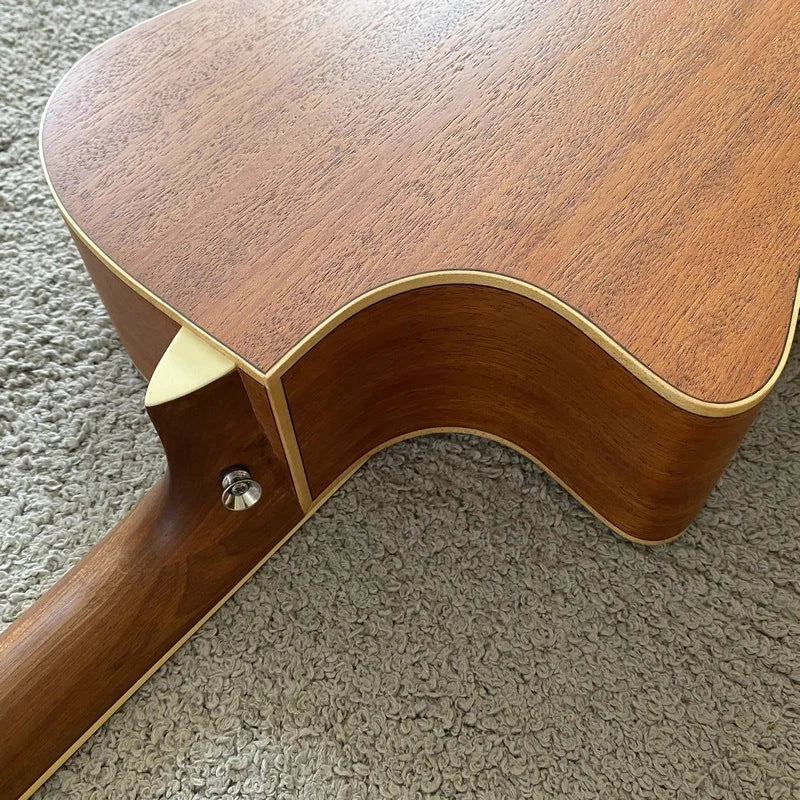 Acoustic Guitar Red Pine Engraved Top Body Mahogany Neck Rosewood Fingerboard