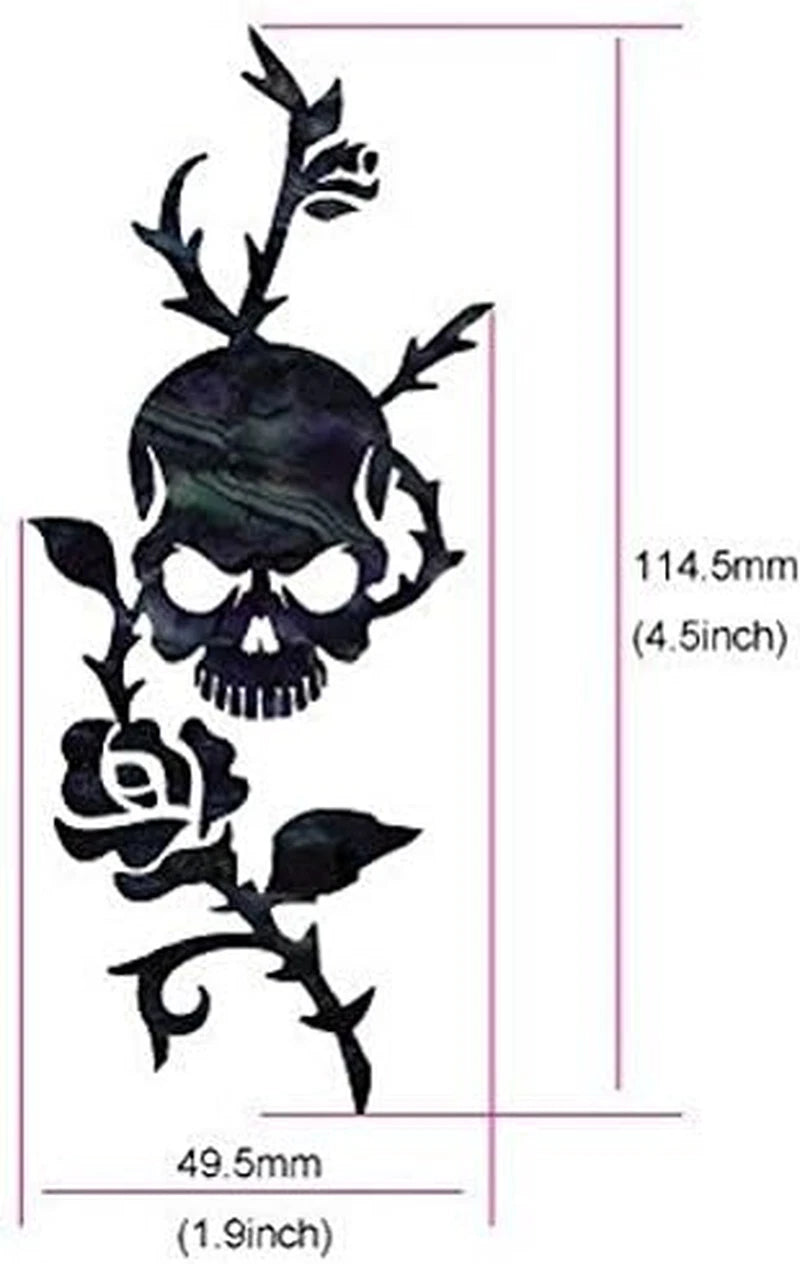 White Pearl Skull Head Flower Guitar and Bass Inlay Sticker Decal