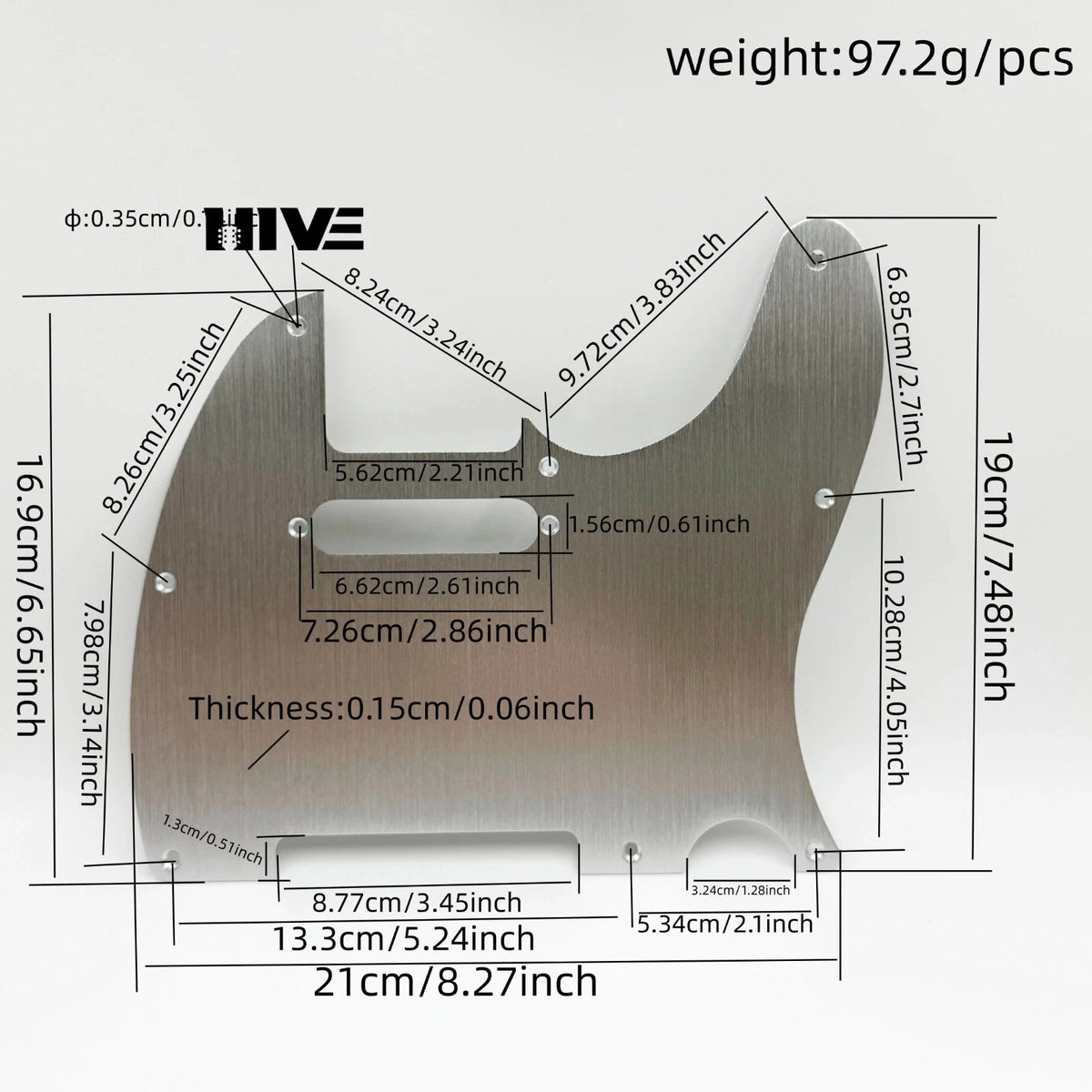 Black TL Aluminum Guitar Pickup Guard Plate