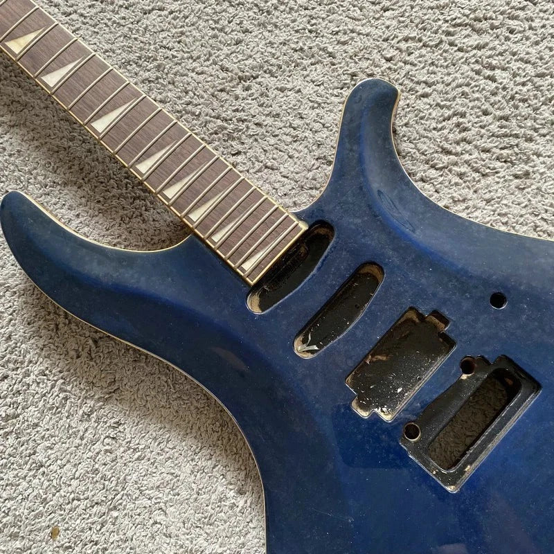DeVille Blue HSS Electric Guitar, Mahogany Tiger Maple Top Body, 24 Frets Neck