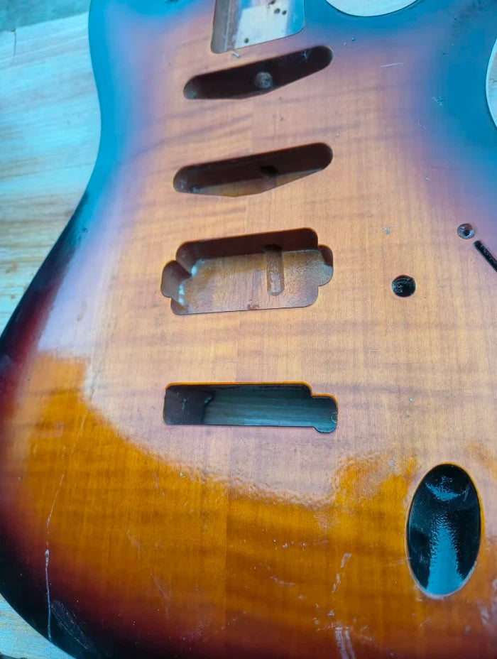 HSS Sunburst Finish Guitar Tiger Maple Top Body DIY Project