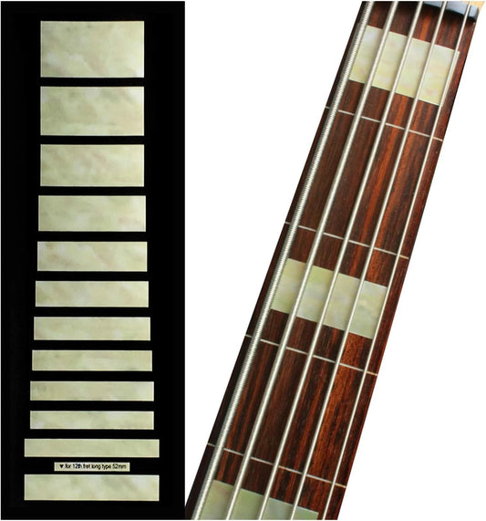 Aged White 5 String Bass Guitar Fingerboard Markers Blocks Fret Stickers