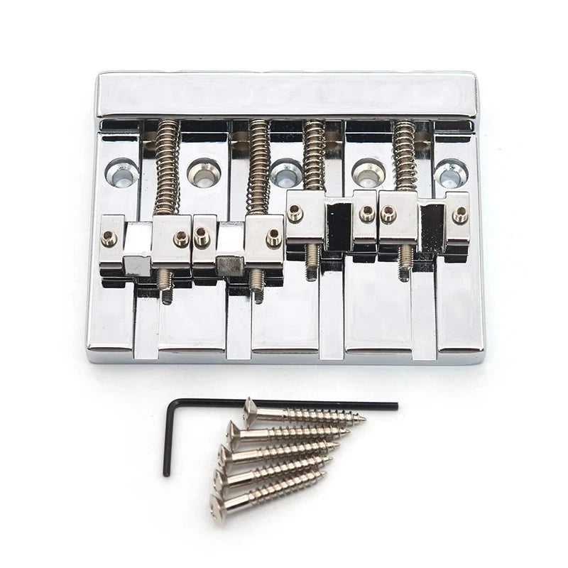 Chrome String Through 4 String Bass Bridge Fit Schecter,Ibane<wbr/>z,Peavey,LTD,C<wbr/>ort