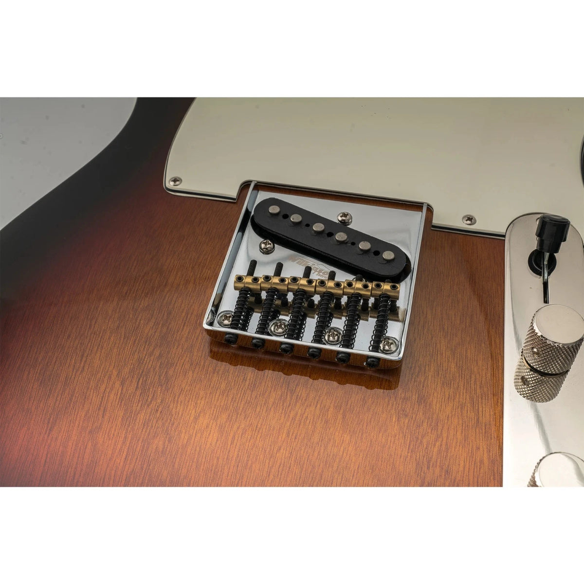 Chrome Wilkinson Guitar 6 Brass Saddles Ashtray Fixed Bridge Fit Telecaster Tele