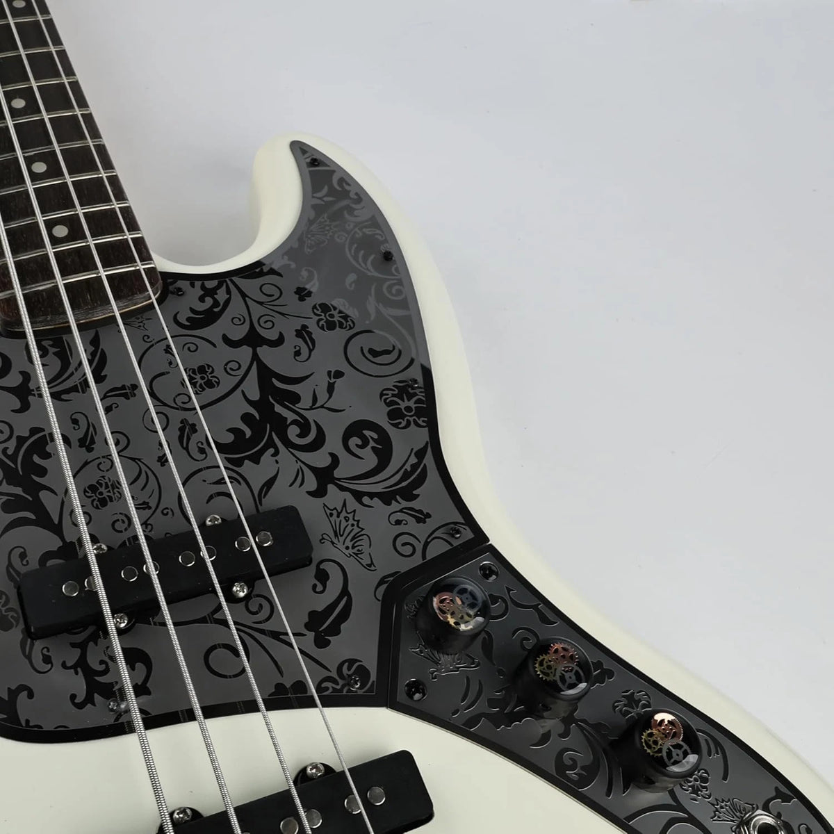 Guitar Black Carved 4 String Bass Control Plate Panel Fit Jazz Bass