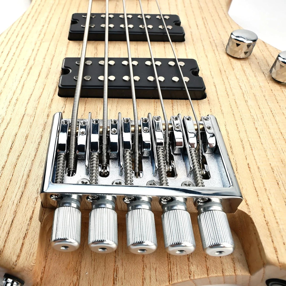 High Mass 5 String Headless Bass Bridge System in Chrome