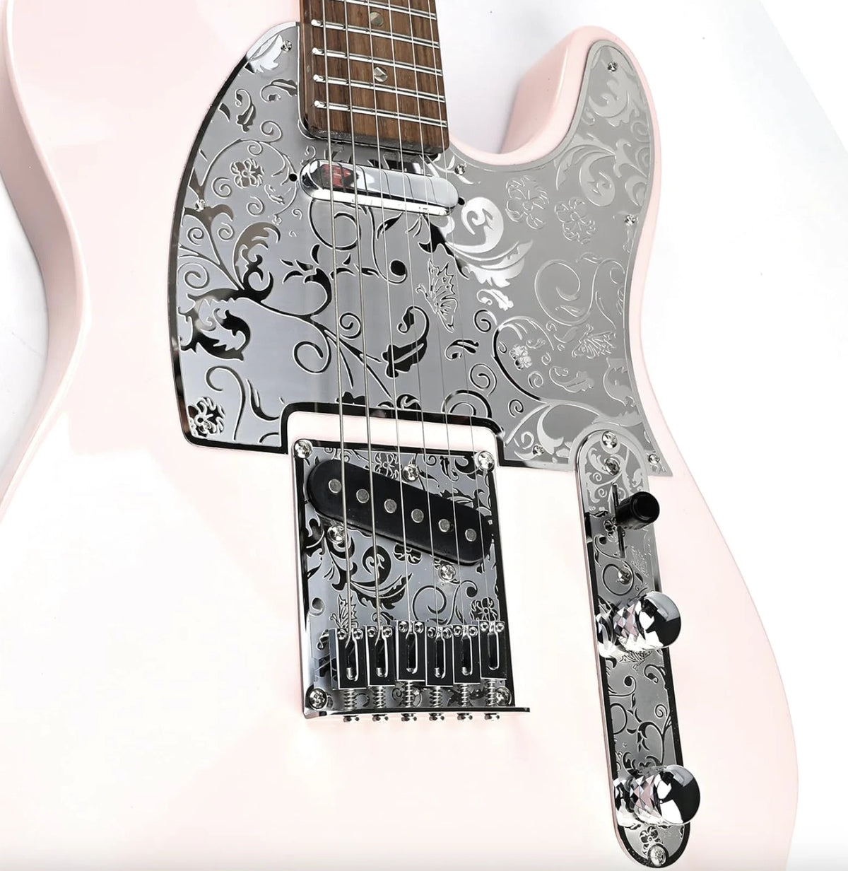 Chrome Engraved Steel Guitar Control Plate Panel Fit Telecaster Tele