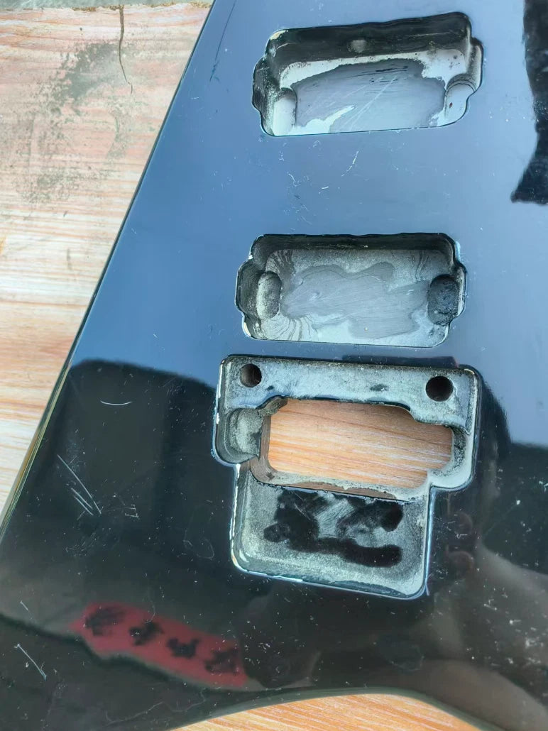 Gloss Black HH Guitar Body, Double Locking Bridge For Flying V DIY Project