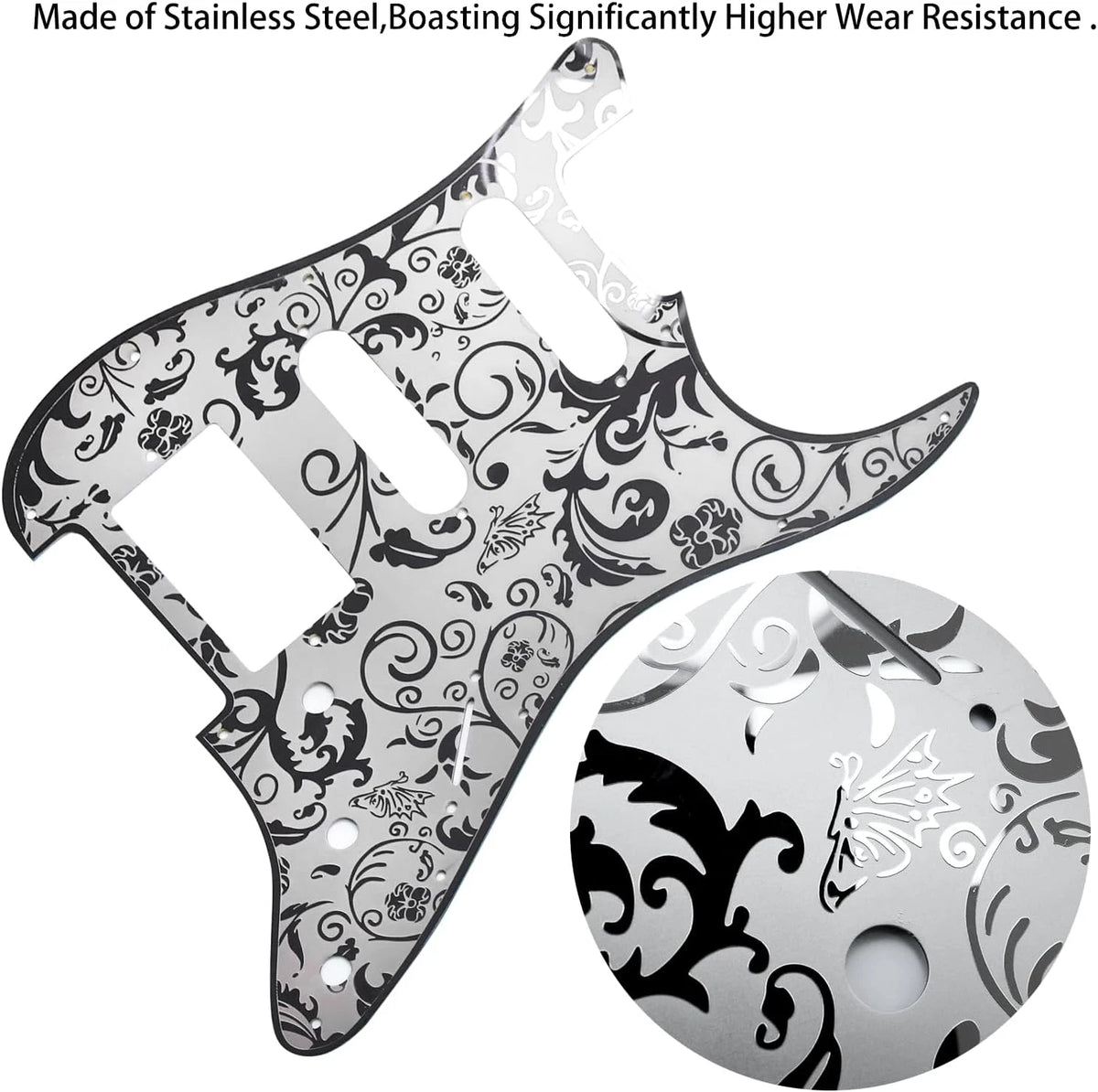 Steel HSS Guitar Engraved Pickguard Scratch Plate Fit Stratocaster Strat