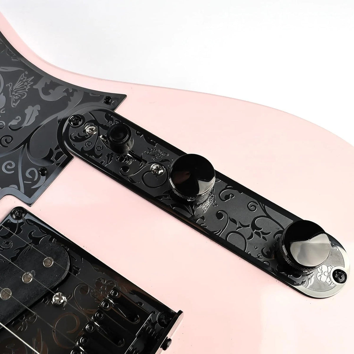 Black Engraved Steel Guitar Control Plate Panel Fit Telecaster Tele