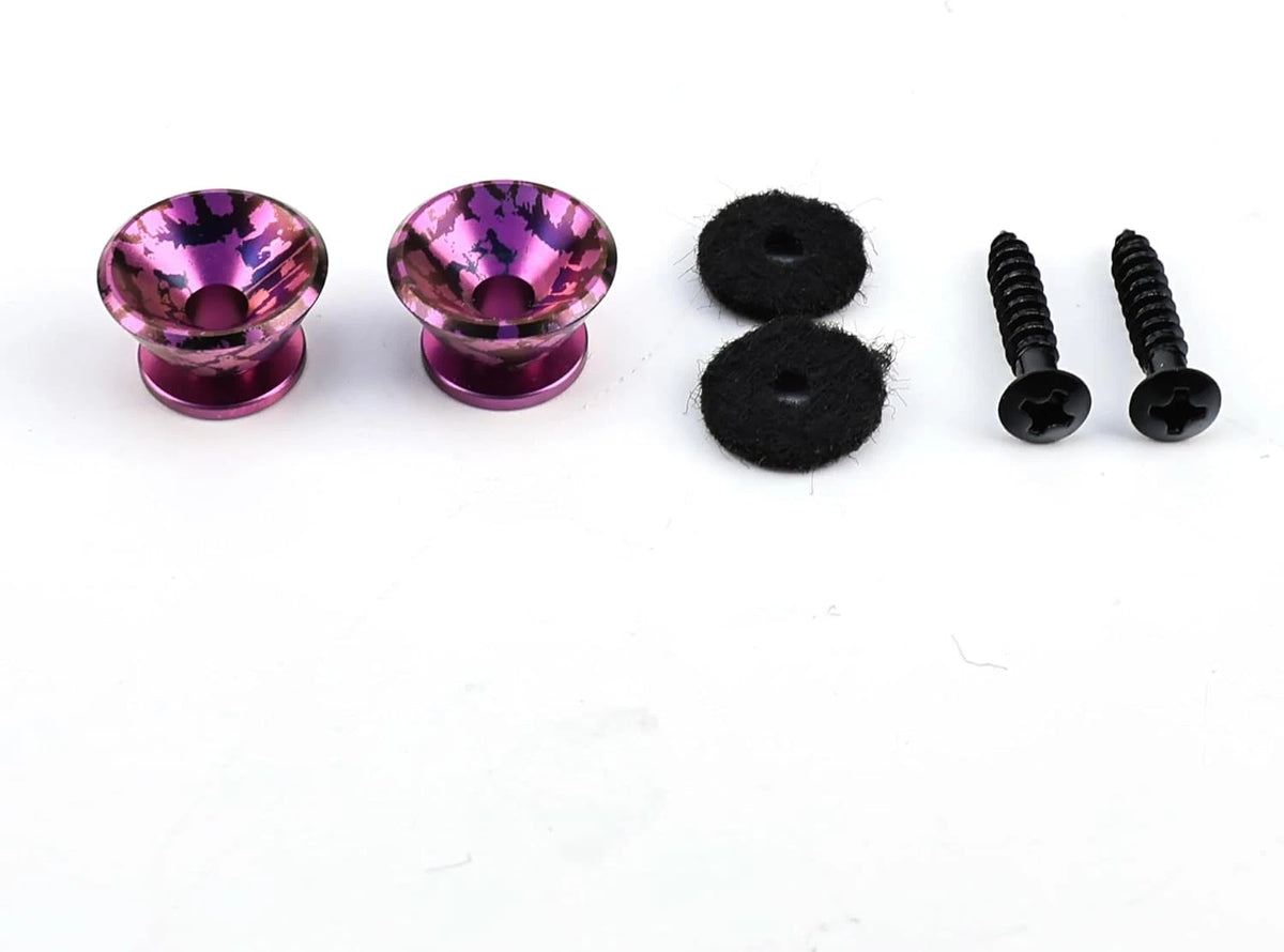 2pcs Splashed Purple Titanium Guitar Bass Strap Lock Buttons